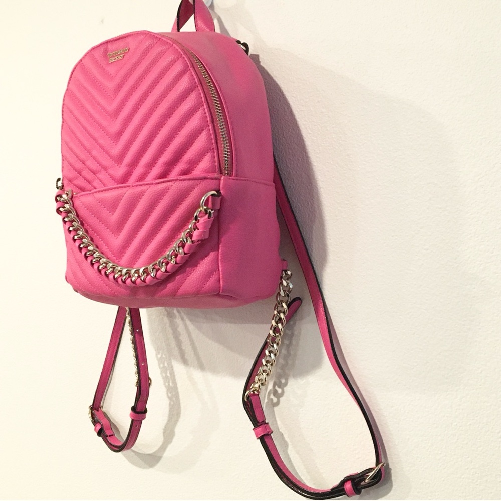 Victoria’s Secret | Hot Pink Mini Quilted & Gold Chain Backpack - Picture 9 of 15